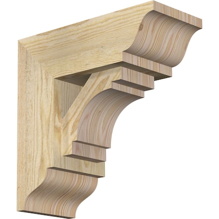 Ekena Millwork Merced Traditional Rough Sawn Bracket w/ Offset Brace, Douglas Fir, 6"W x 14"D x 14"H BKT0604X14X14MRC01RDF